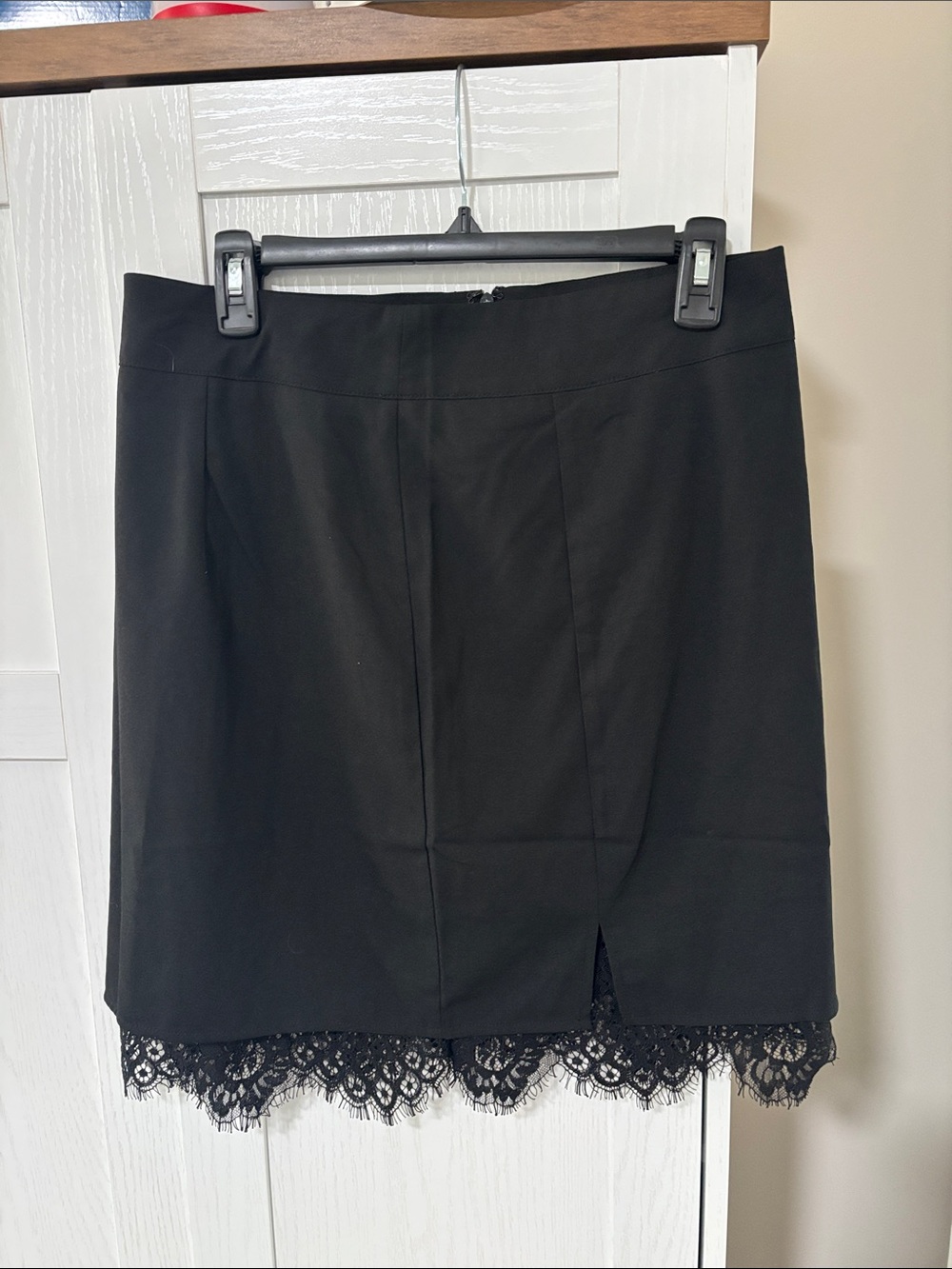 Hem & Thread Black Mini Skirt with Lace Hem